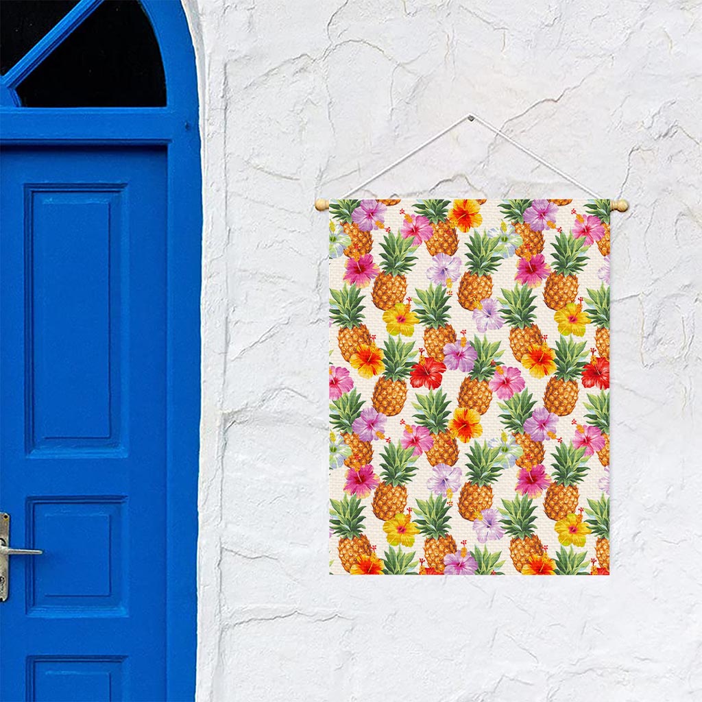 Hawaii Hibiscus Pineapple Pattern Print Garden Flag