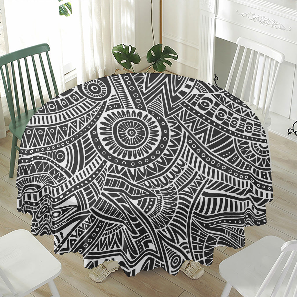 Hawaii Polynesian Tribal Print Waterproof Round Tablecloth
