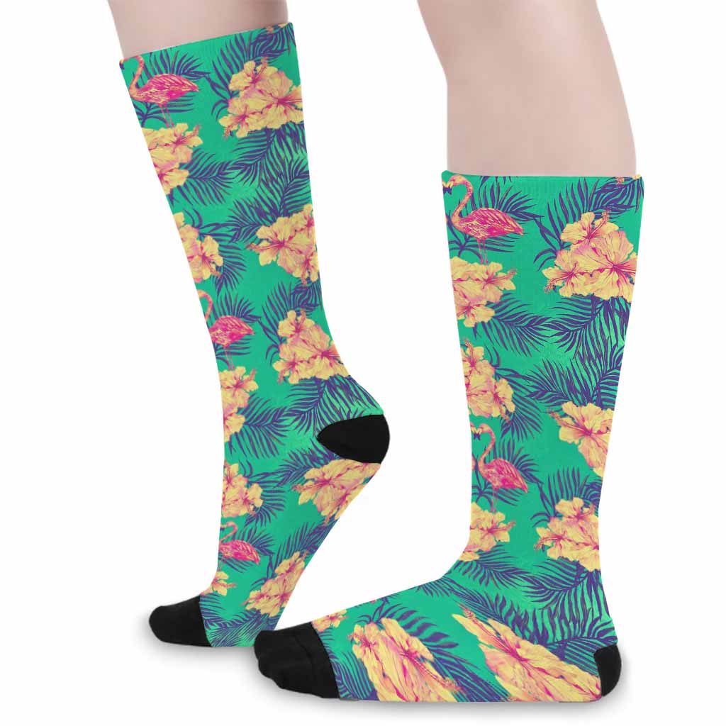 Hawaii Tropical Paradise Pattern Print Long Socks