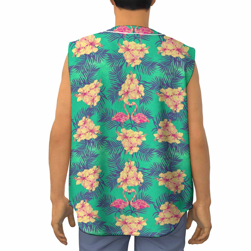 Hawaii Tropical Paradise Pattern Print Sleeveless Baseball Jersey