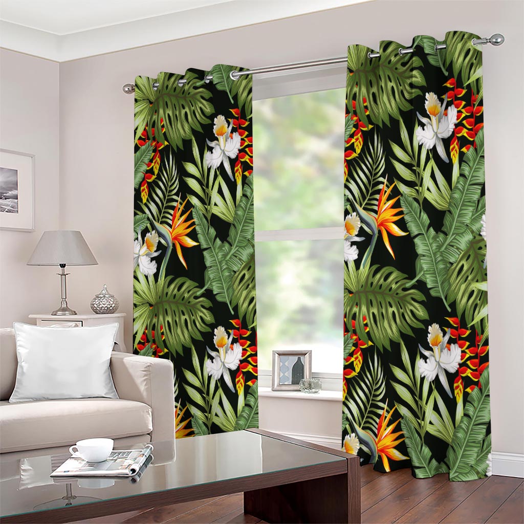 Hawaii Tropical Plants Pattern Print Extra Wide Grommet Curtains