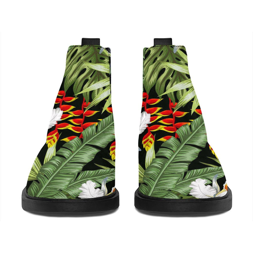Hawaii Tropical Plants Pattern Print Flat Ankle Boots