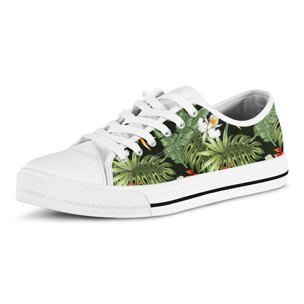 Hawaii Tropical Plants Pattern Print White Low Top Sneakers
