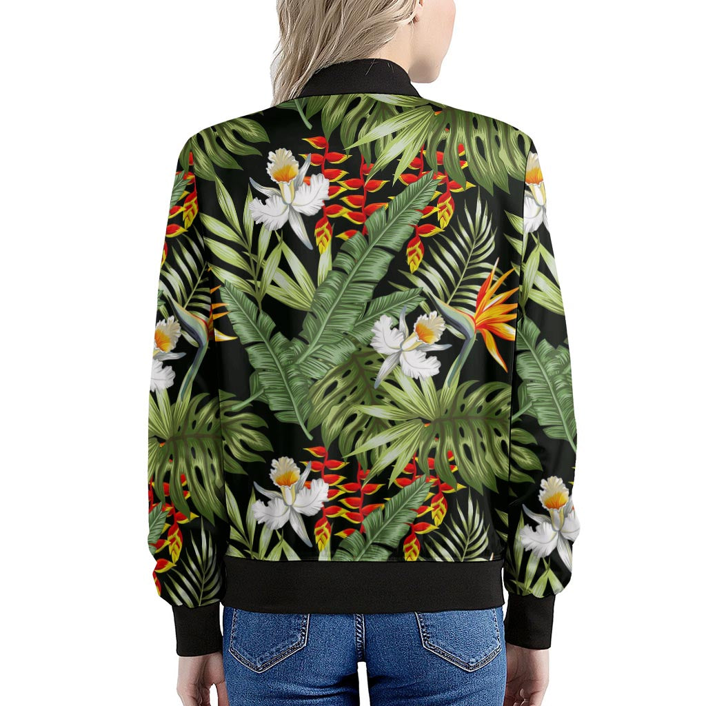 Hawaii Tropical Plants Pattern Print Women's Bomber Jacket