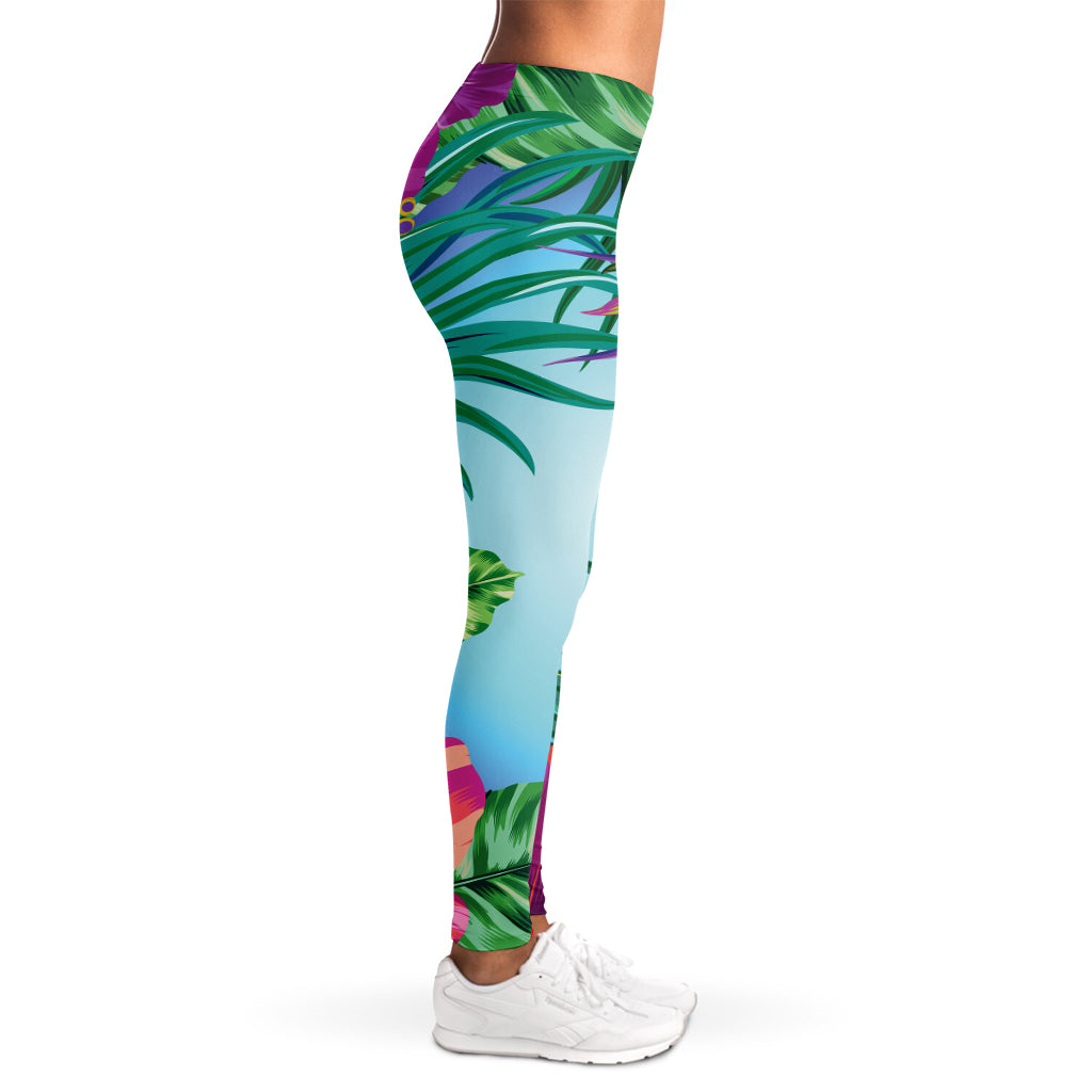 Hawaiian Aloha Flower Print Women's Leggings