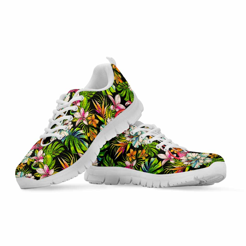 Hawaiian Aloha Tropical Pattern Print White Running Shoes
