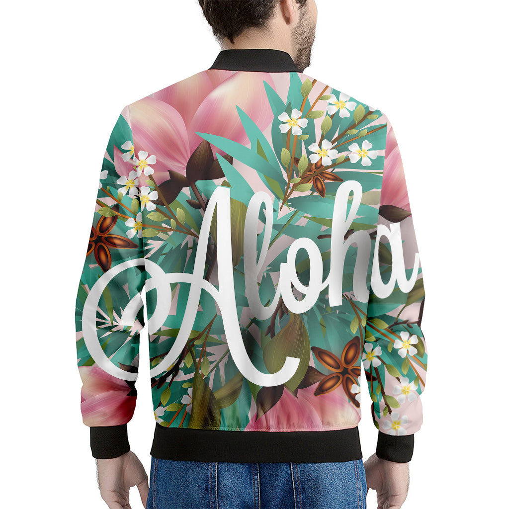 Hawaiian Flower Aloha Print Men's Bomber Jacket