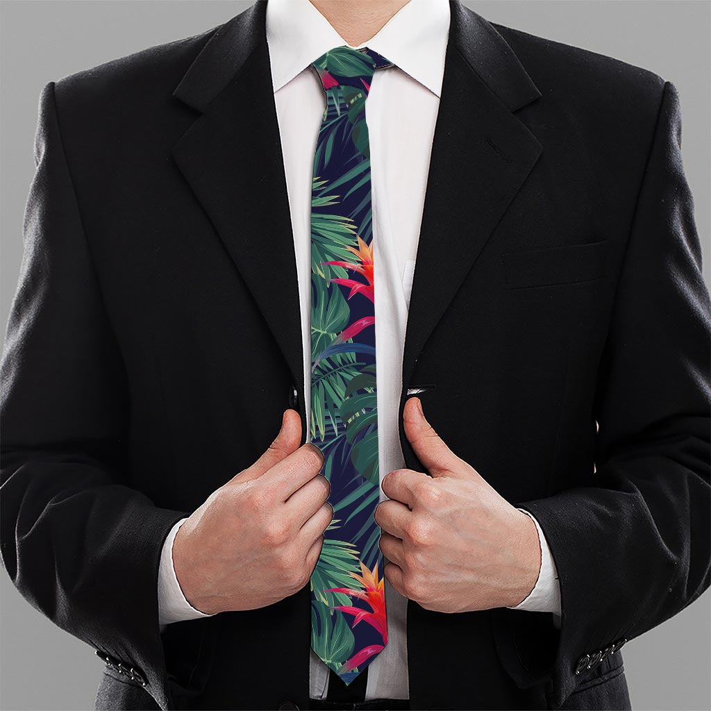 Hawaiian Palm Leaves Pattern Print Necktie