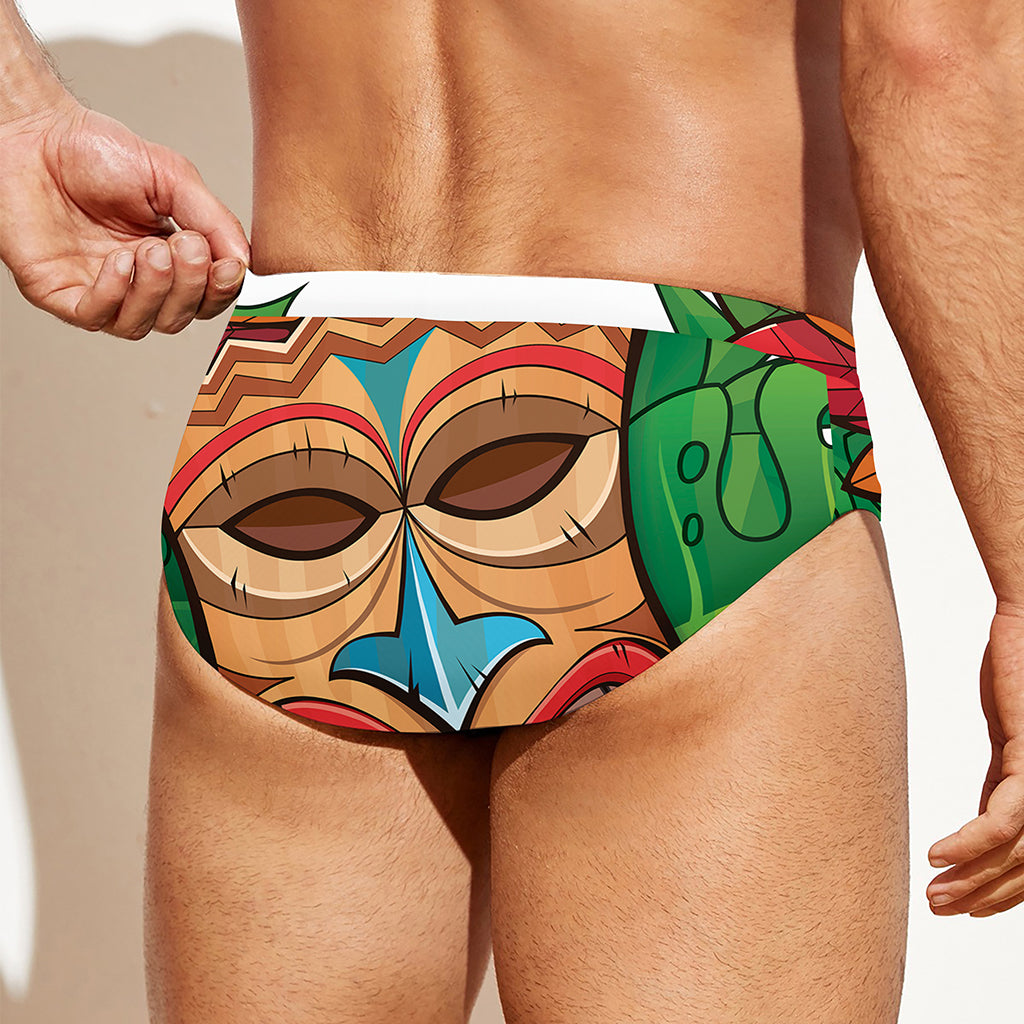 Hawaiian Tiki Print Men's Swim Briefs