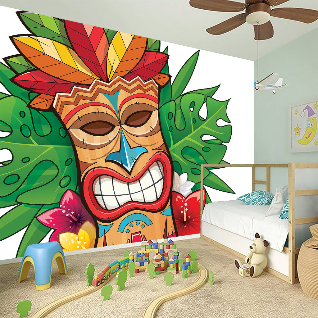 Hawaiian Tiki Print Wall Sticker