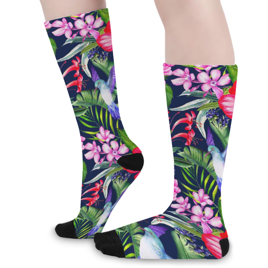 Hawaiian Tropical Birds Pattern Print Long Socks