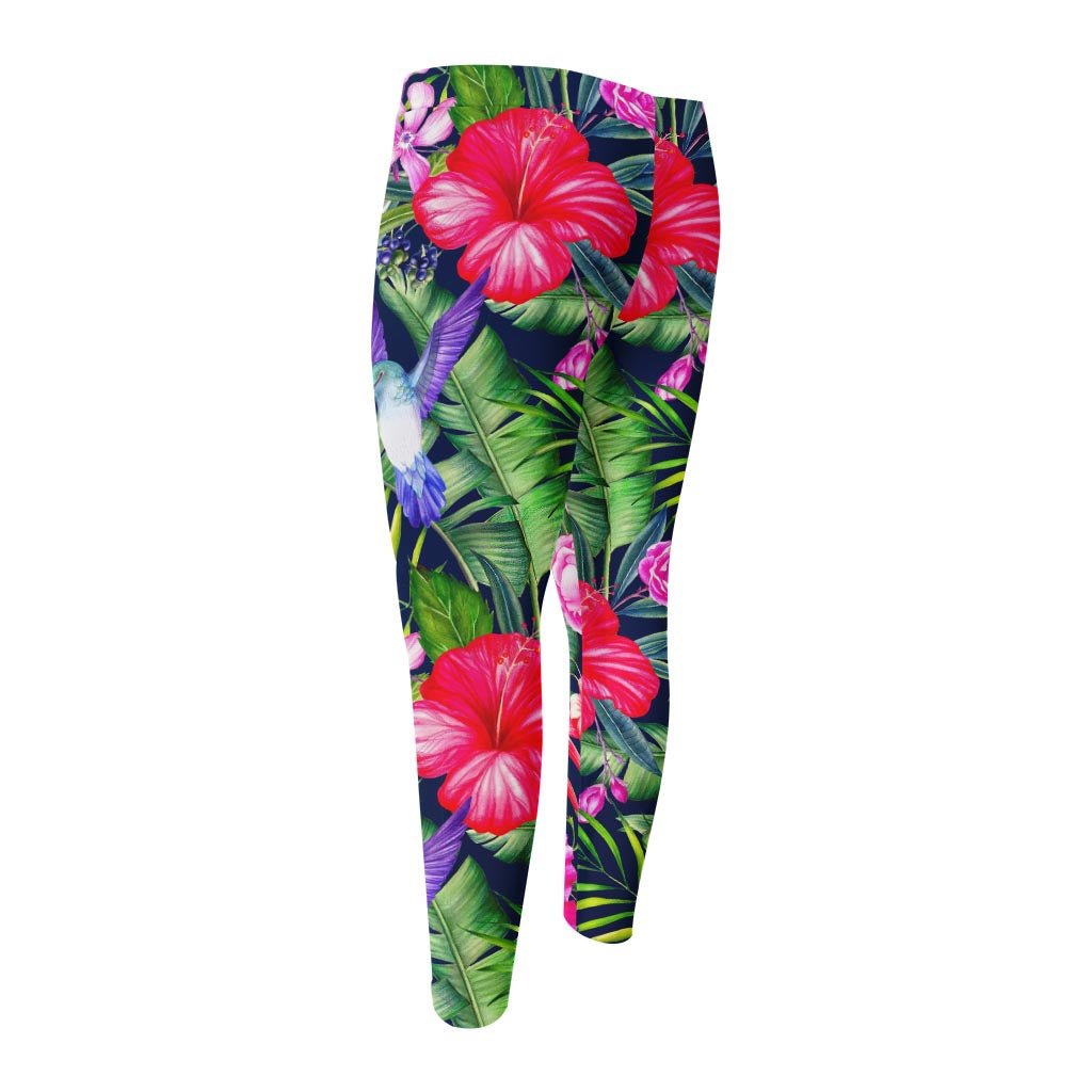 Hawaiian Tropical Birds Pattern Print Men's Compression Pants