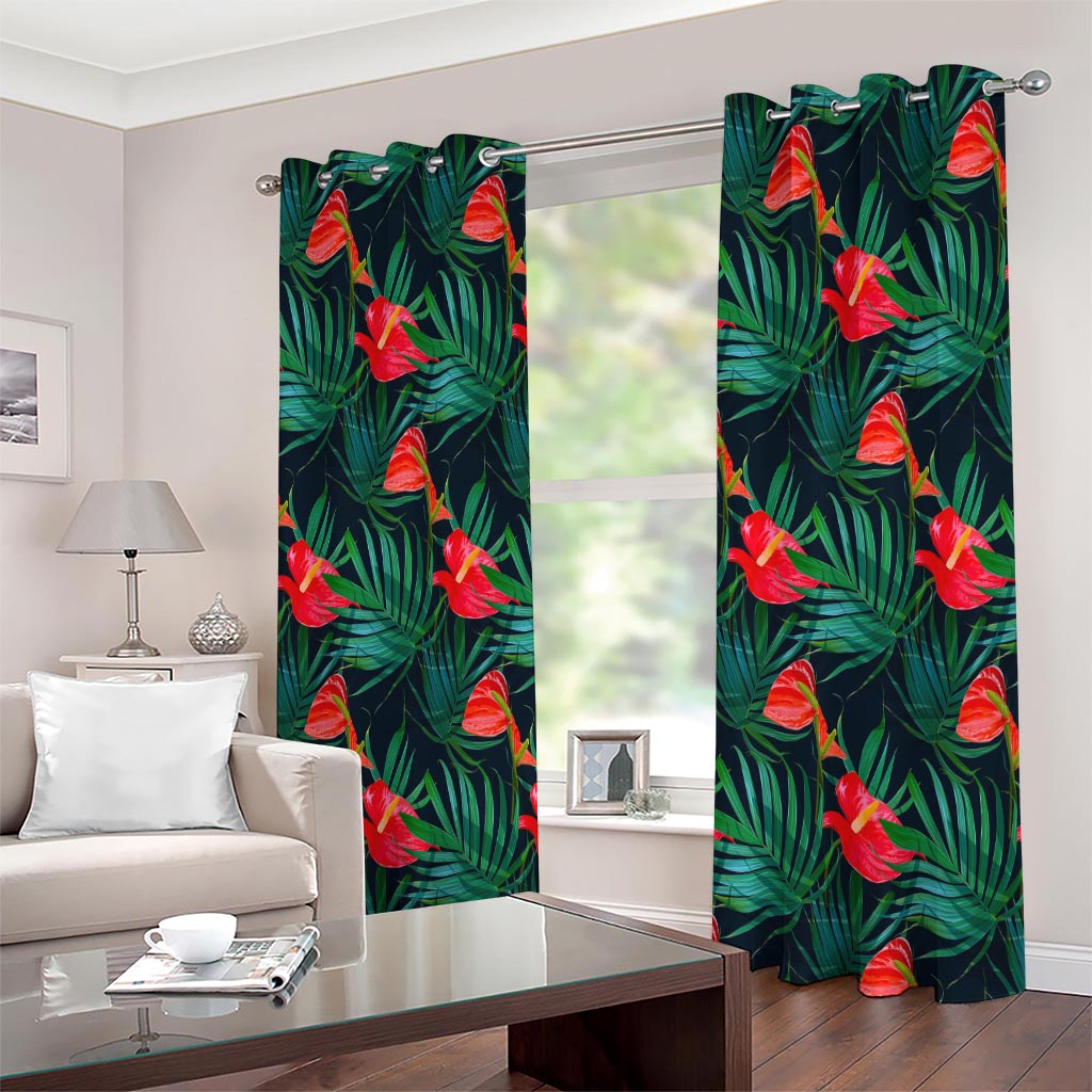 Hawaiian Tropical Flowers Pattern Print Extra Wide Grommet Curtains