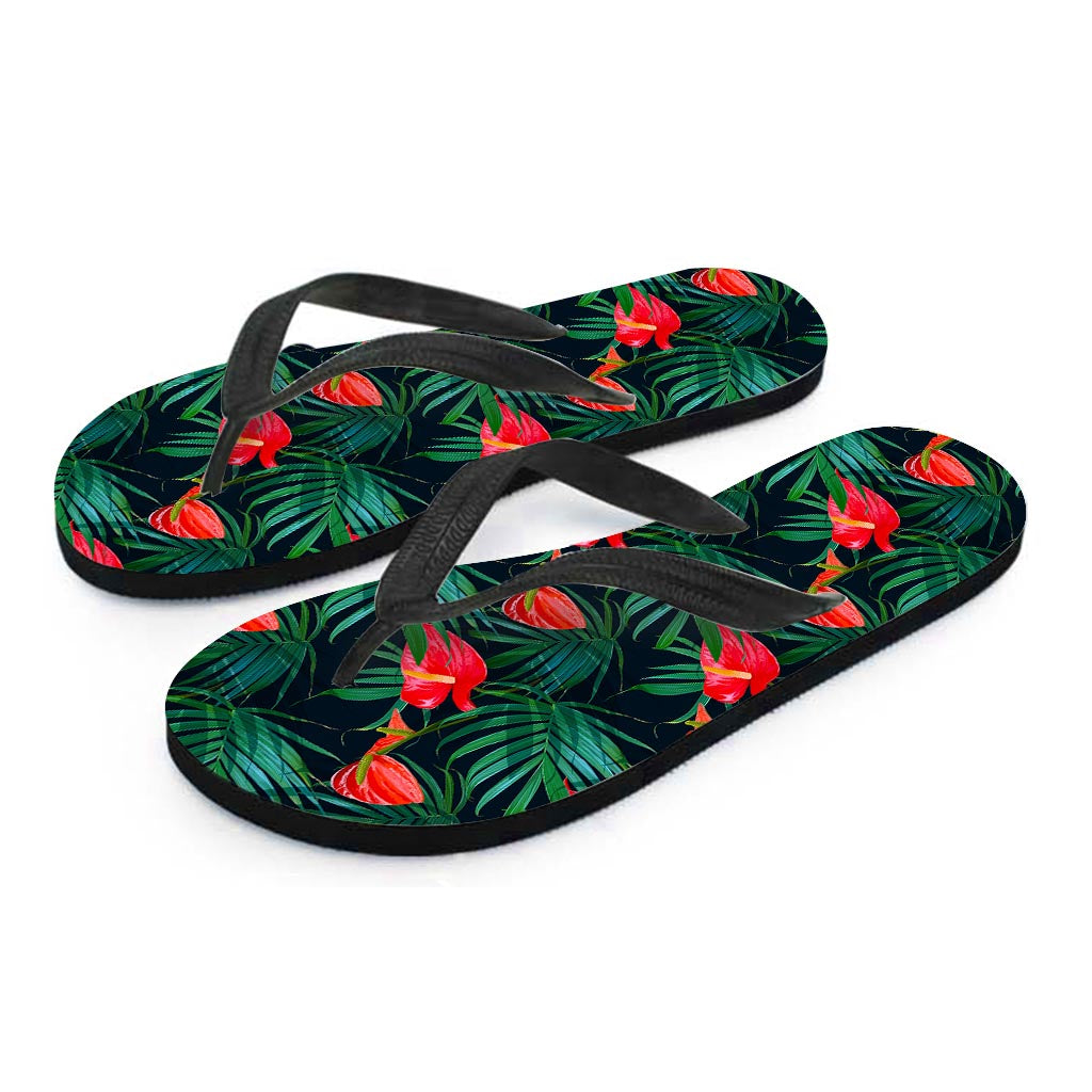 Hawaiian Tropical Flowers Pattern Print Flip Flops