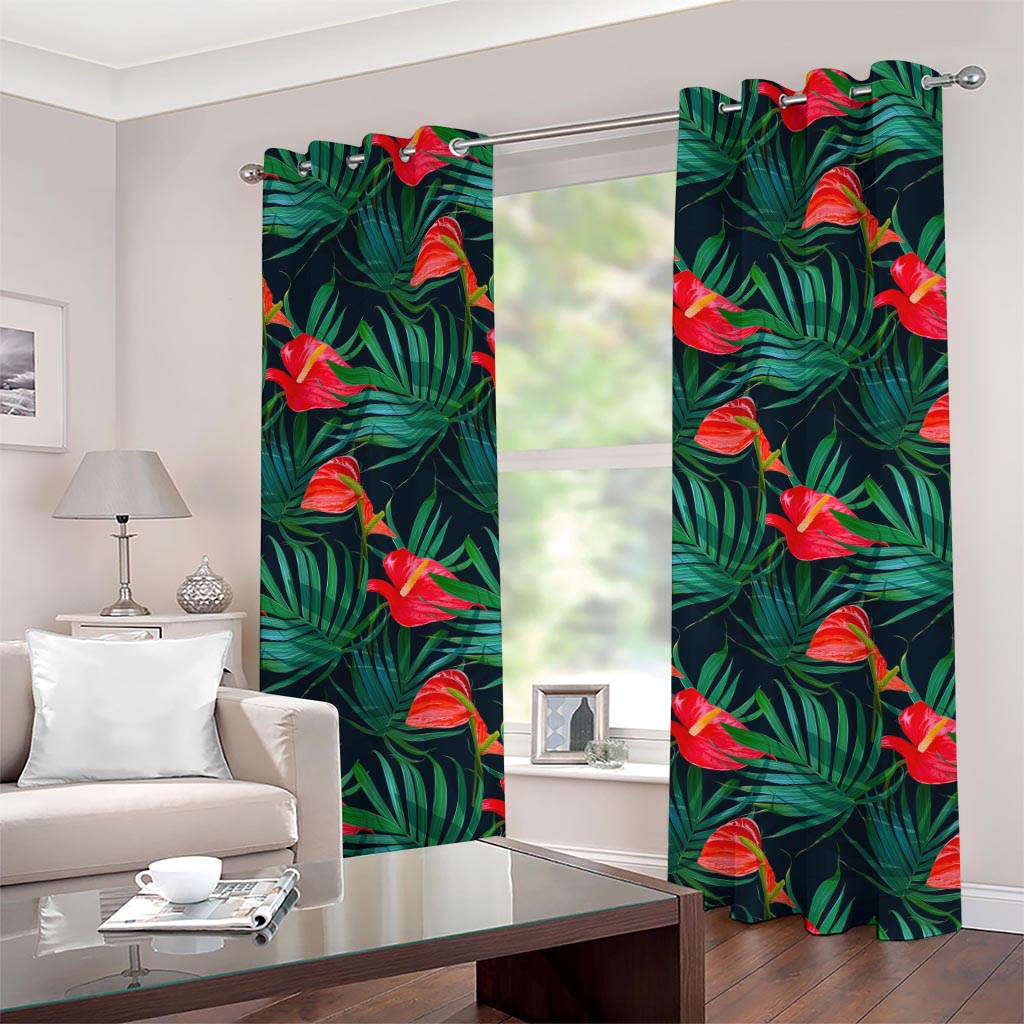 Hawaiian Tropical Flowers Pattern Print Grommet Curtains