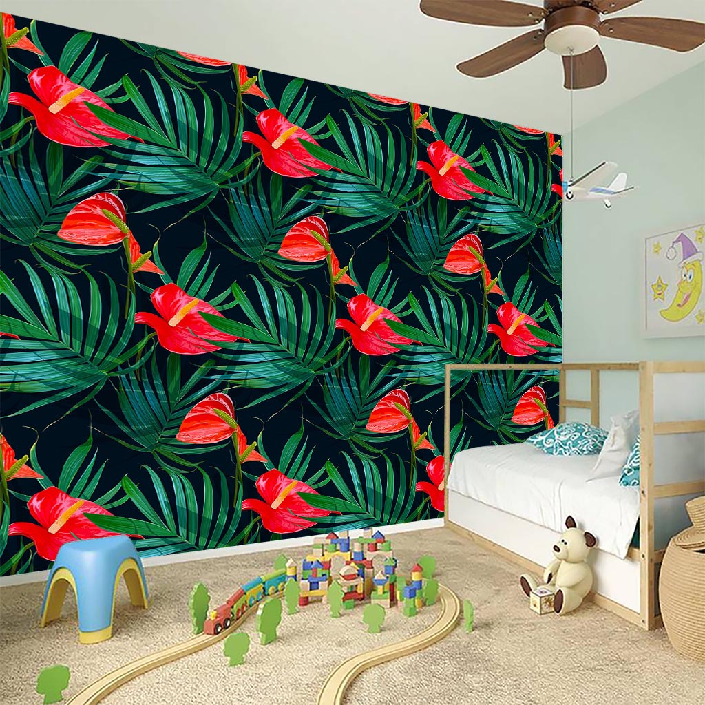 Hawaiian Tropical Flowers Pattern Print Wall Sticker