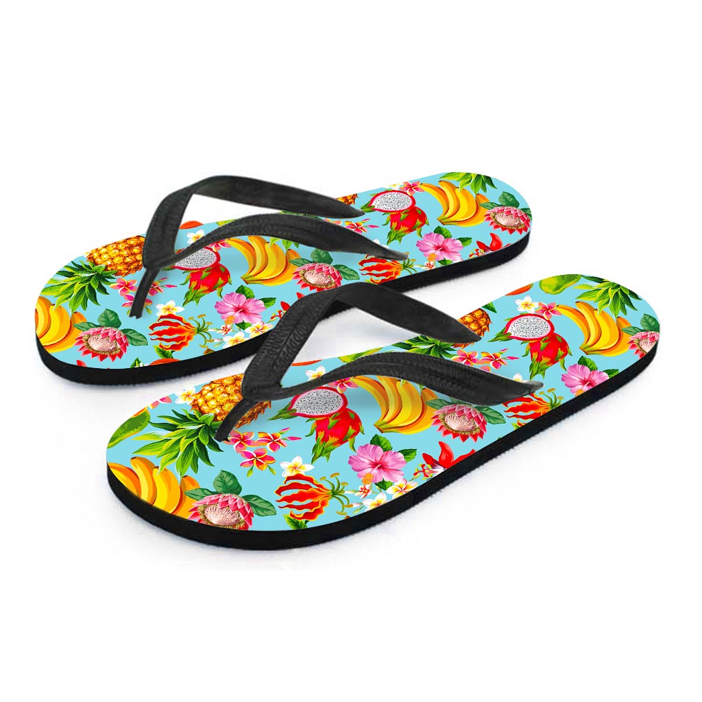 Hawaiian Tropical Fruits Pattern Print Flip Flops