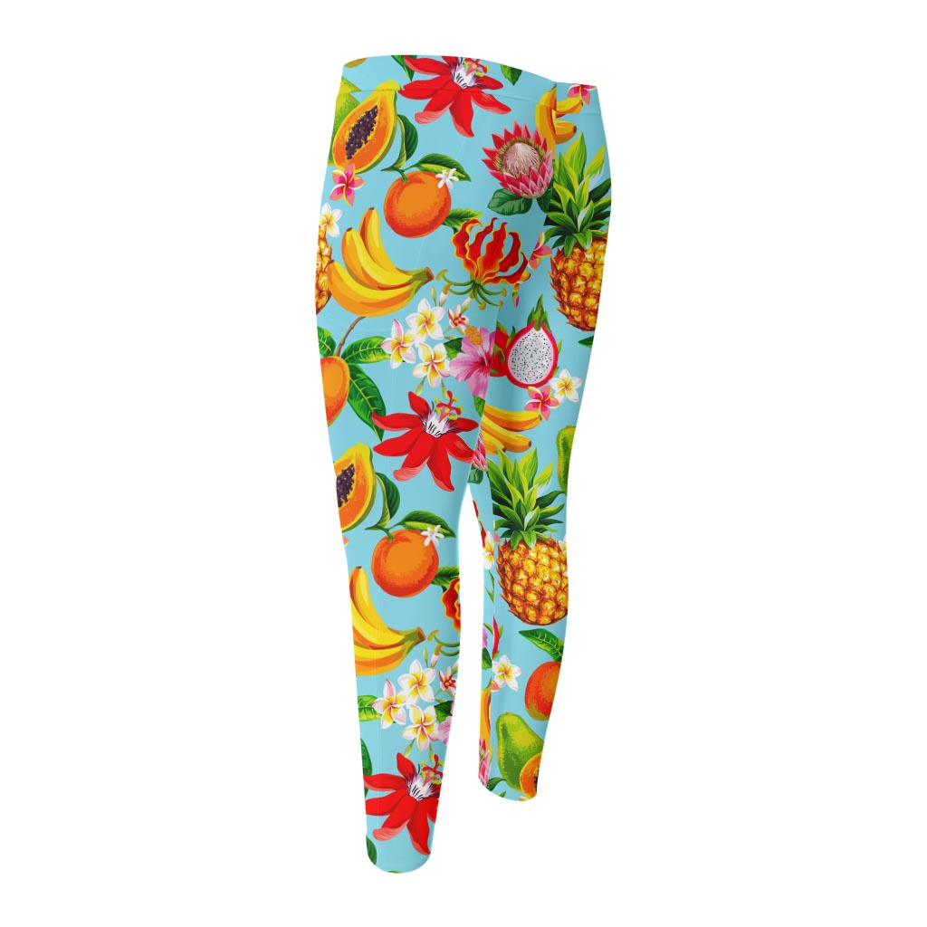 Hawaiian Tropical Fruits Pattern Print Men's Compression Pants