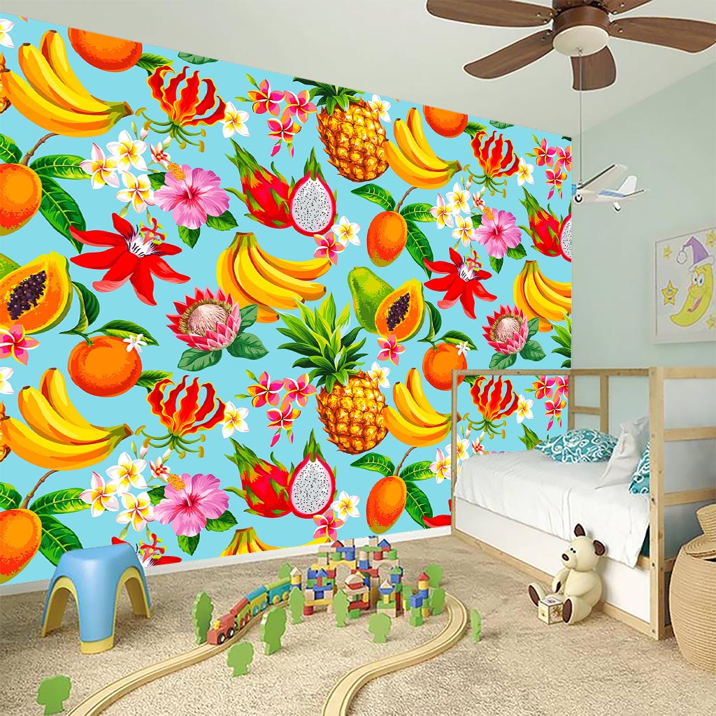 Hawaiian Tropical Fruits Pattern Print Wall Sticker