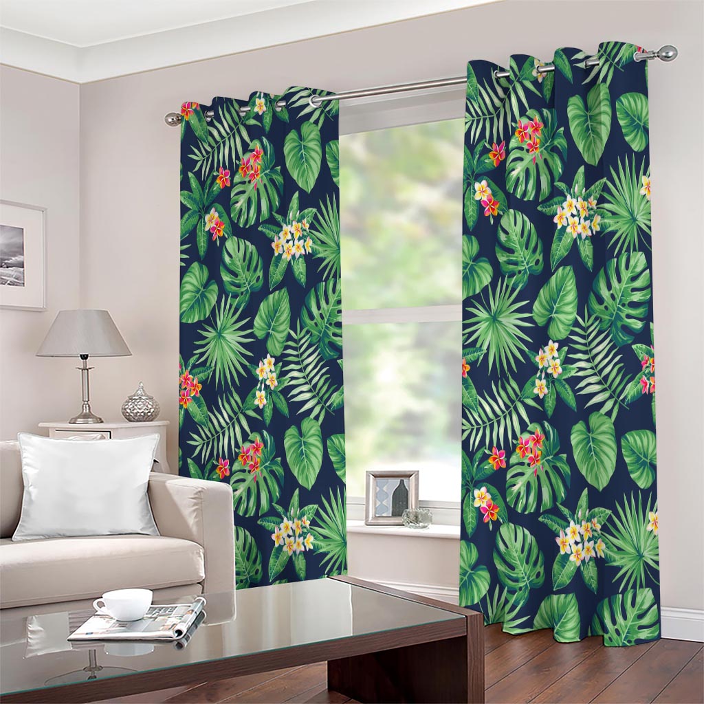 Hawaiian Tropical Leaves Pattern Print Extra Wide Grommet Curtains