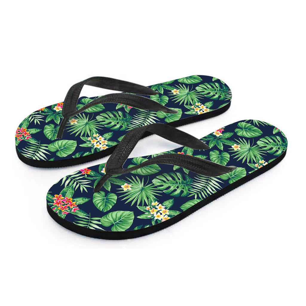 Hawaiian Tropical Leaves Pattern Print Flip Flops