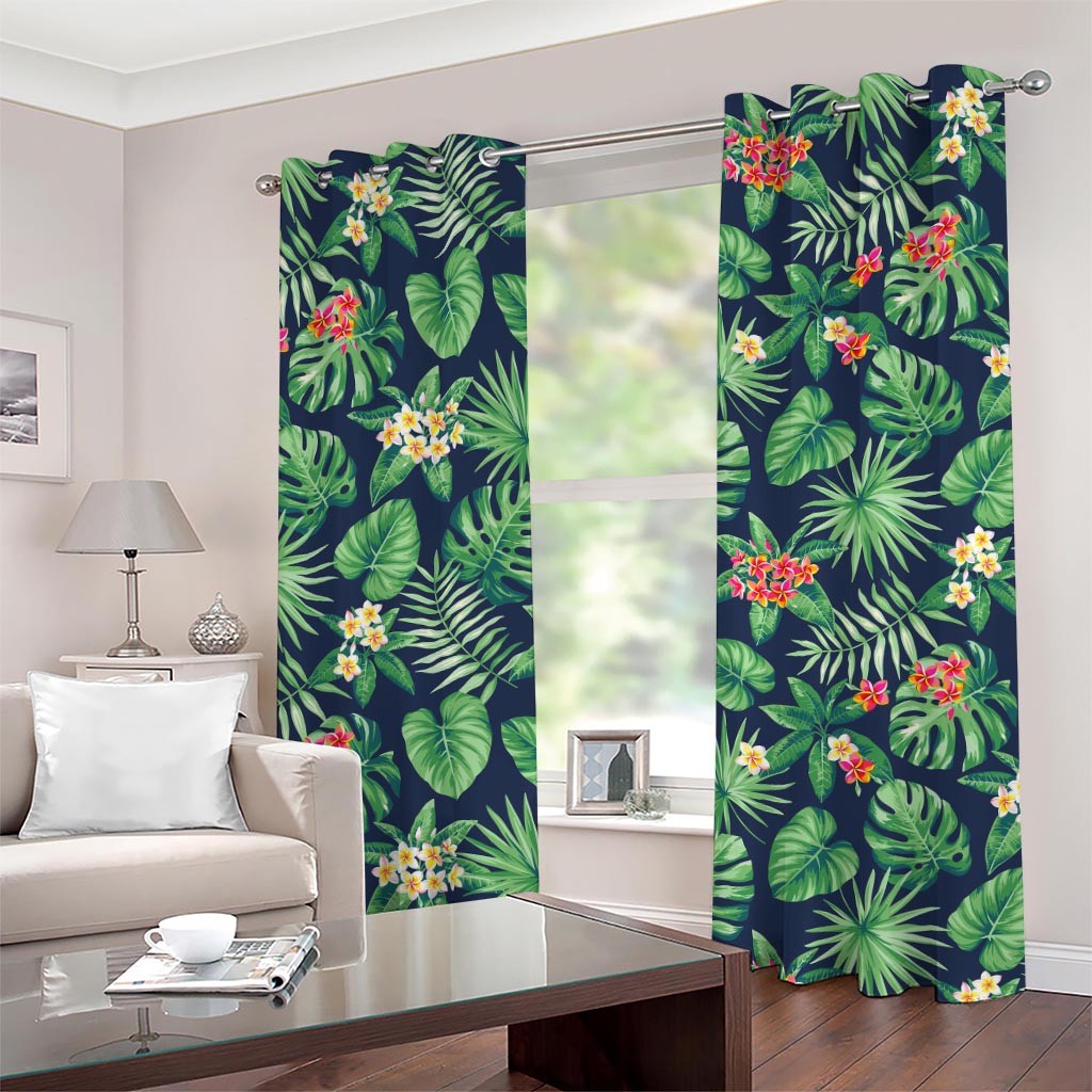 Hawaiian Tropical Leaves Pattern Print Grommet Curtains