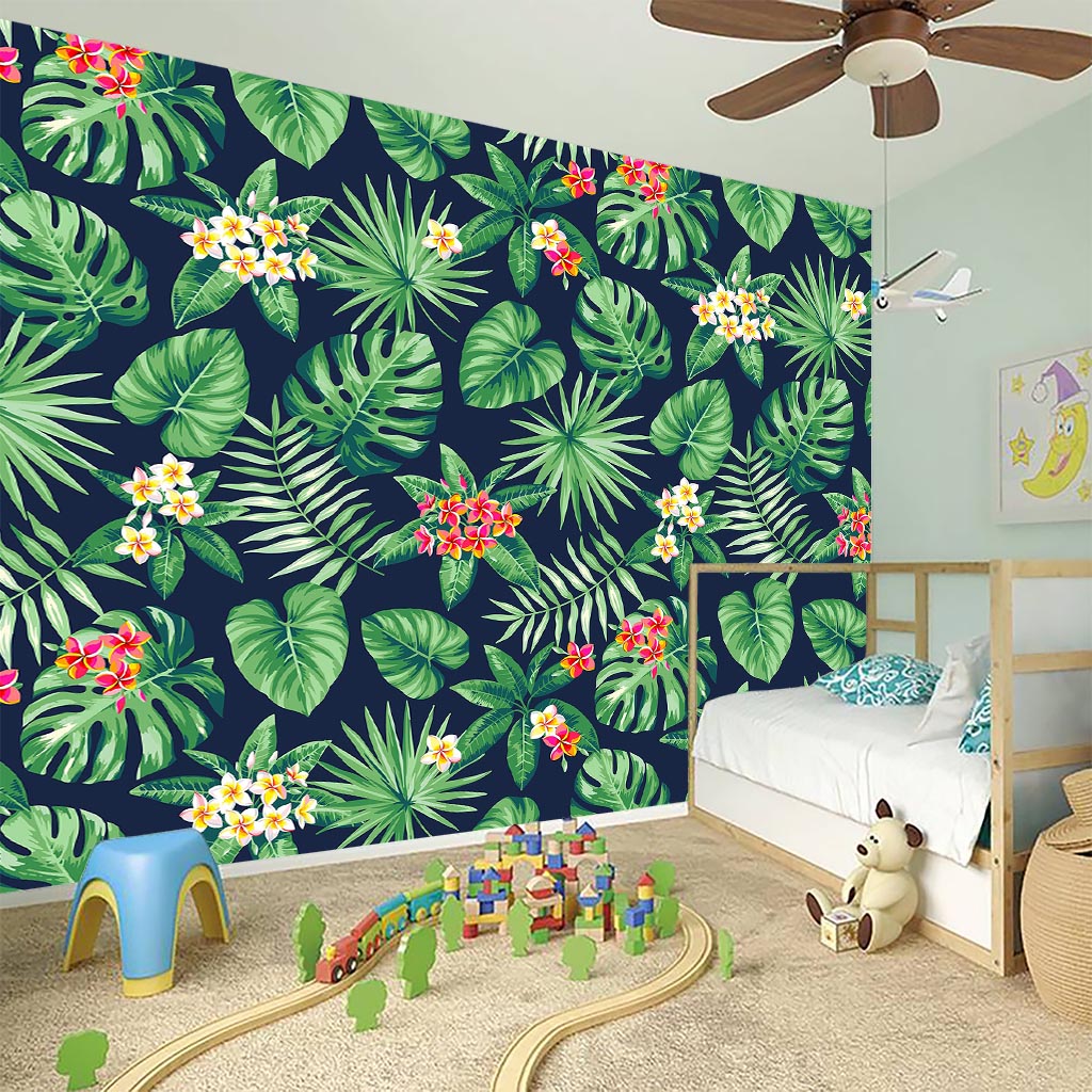 Hawaiian Tropical Leaves Pattern Print Wall Sticker