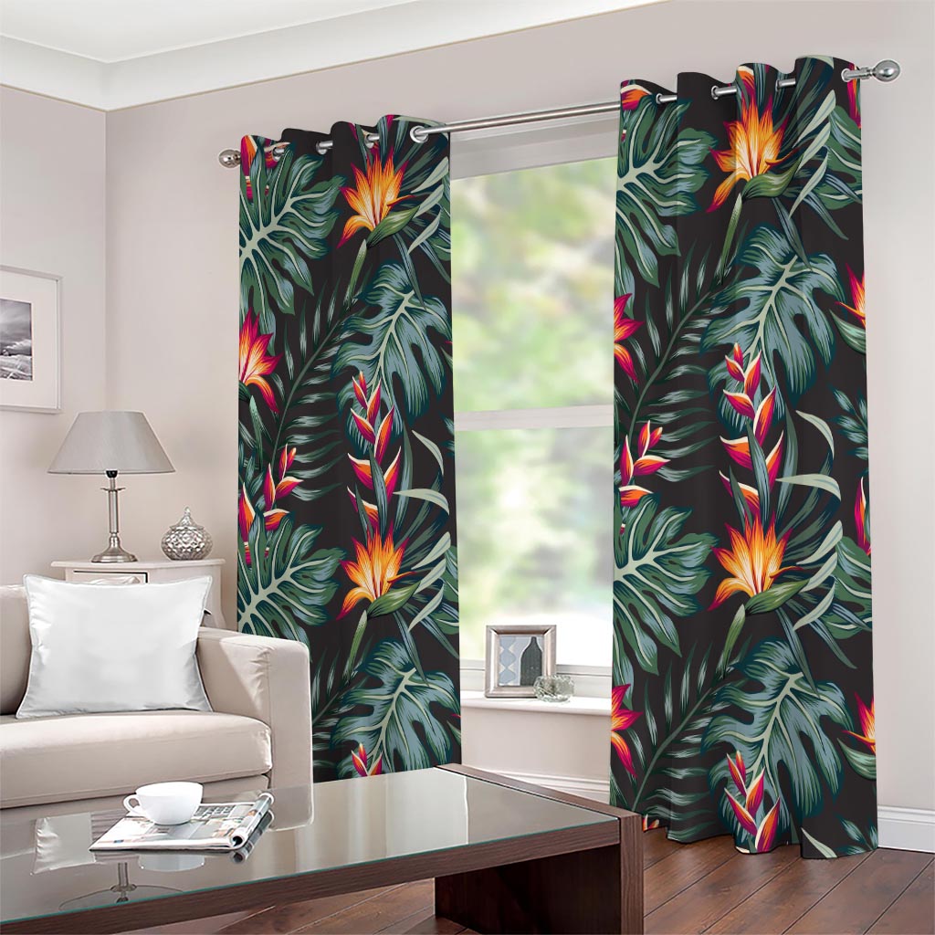 Hawaiian Tropical Plants Pattern Print Extra Wide Grommet Curtains
