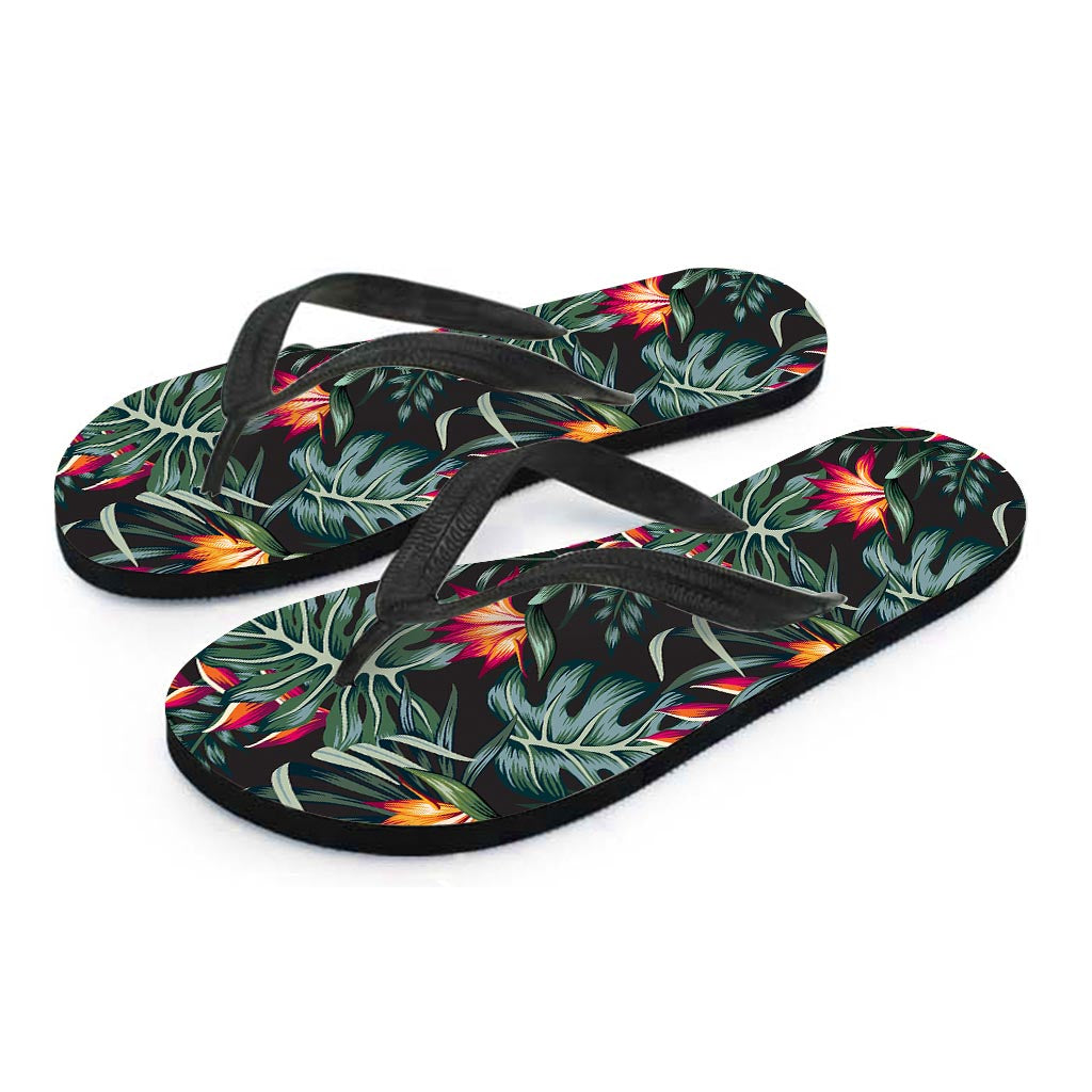 Hawaiian Tropical Plants Pattern Print Flip Flops