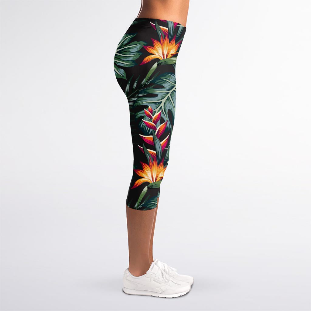 Hawaiian Tropical Plants Pattern Print Women's Capri Leggings