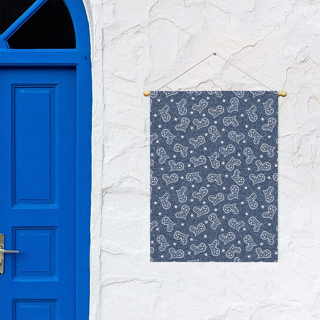 Heart And Star Denim Jeans Pattern Print Garden Flag