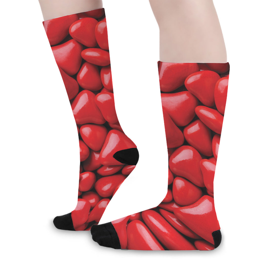 Heart Chocolate Candy Print Long Socks
