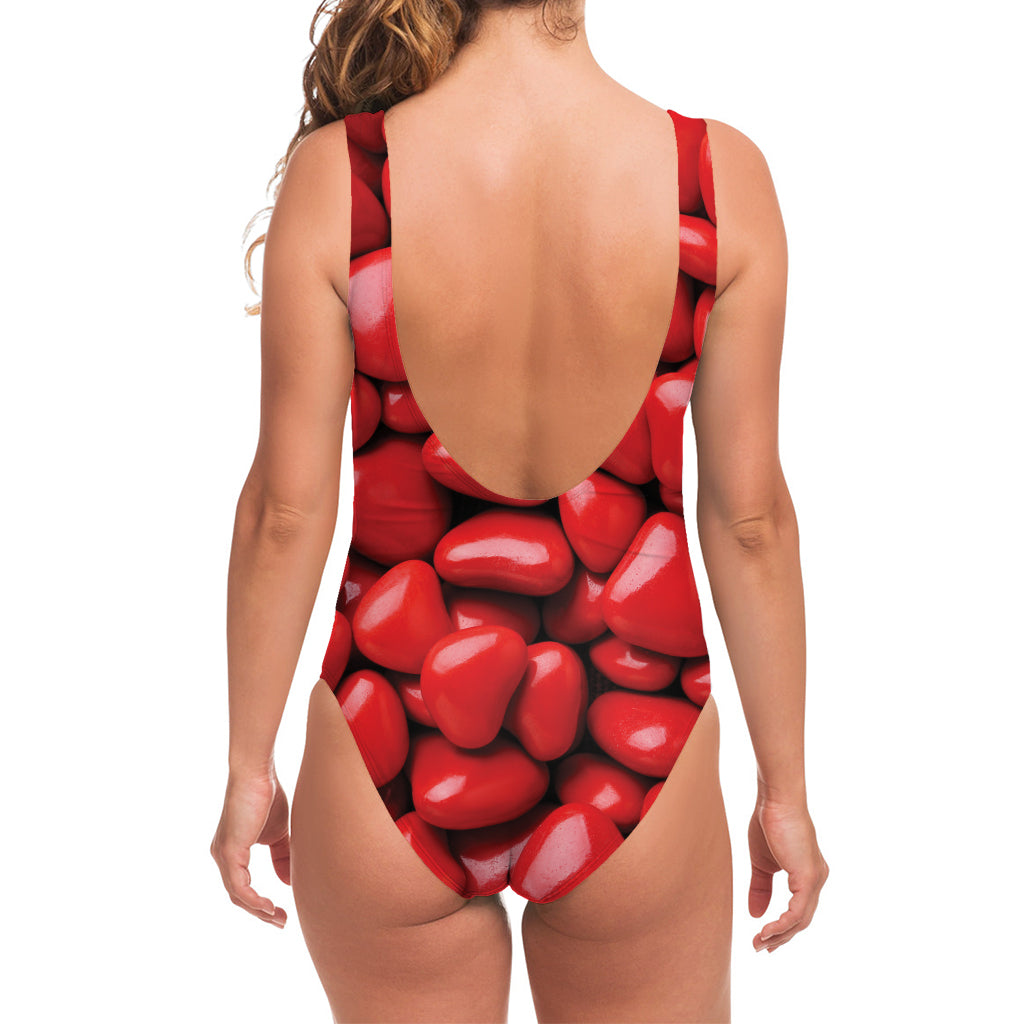 Heart Chocolate Candy Print One Piece Swimsuit
