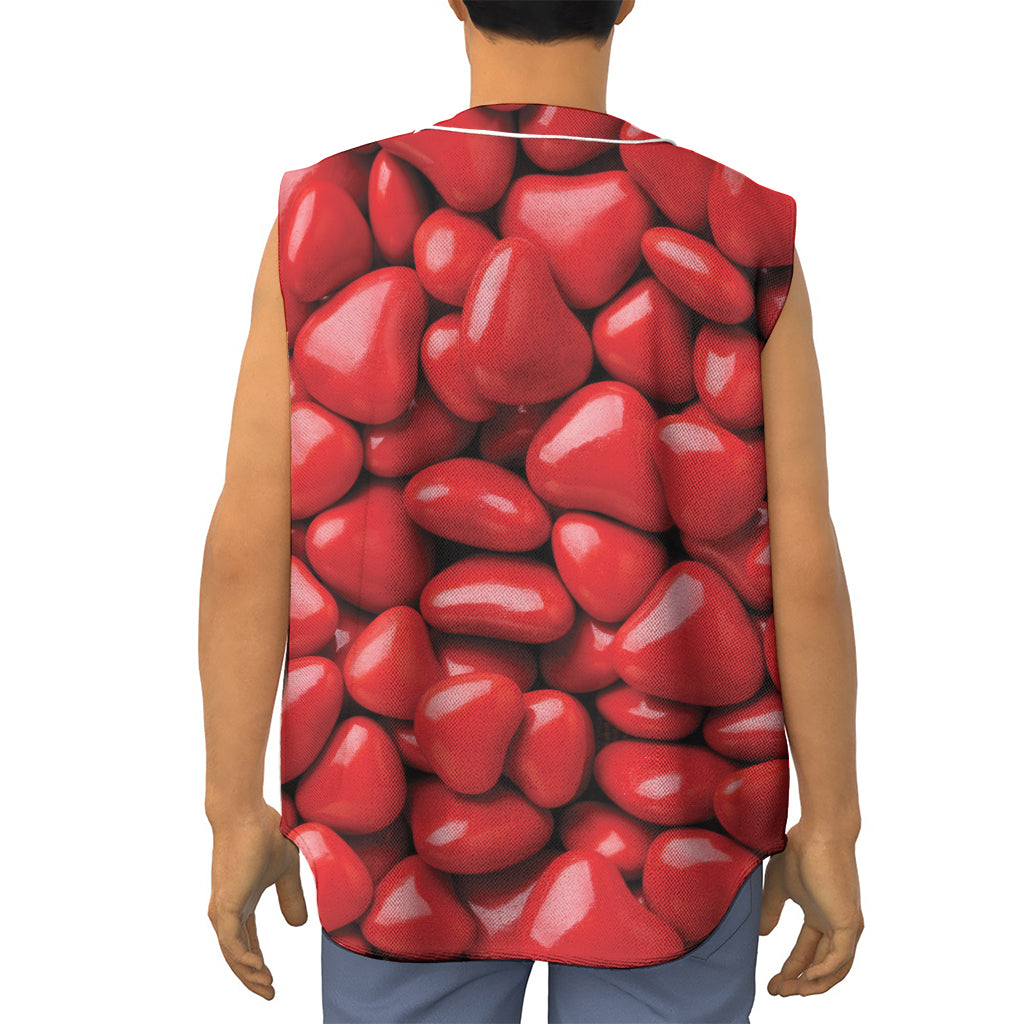 Heart Chocolate Candy Print Sleeveless Baseball Jersey