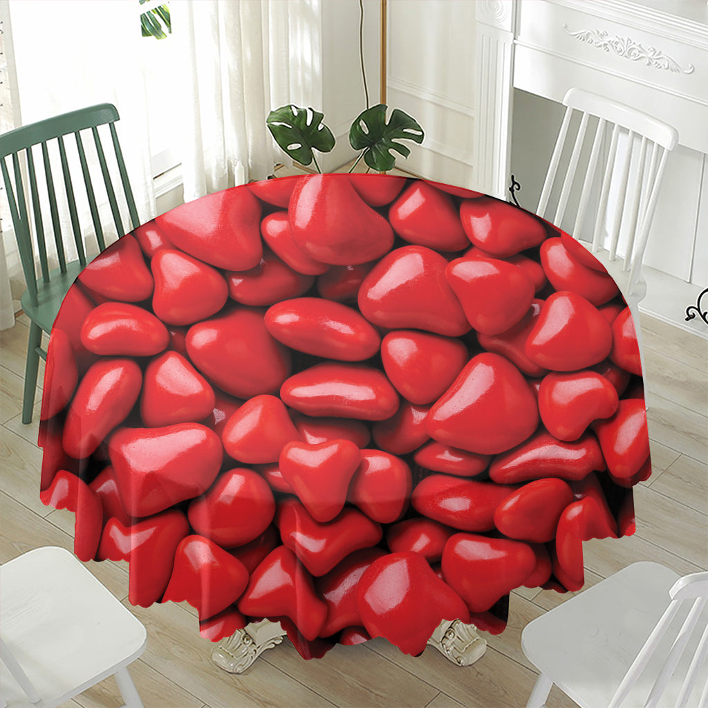 Heart Chocolate Candy Print Waterproof Round Tablecloth