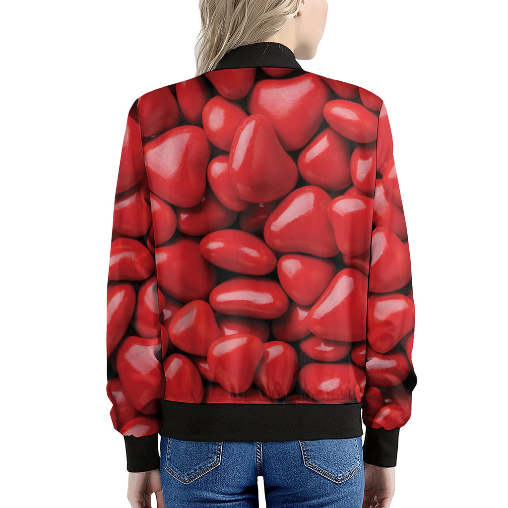 Heart Chocolate Candy Print Women's Bomber Jacket
