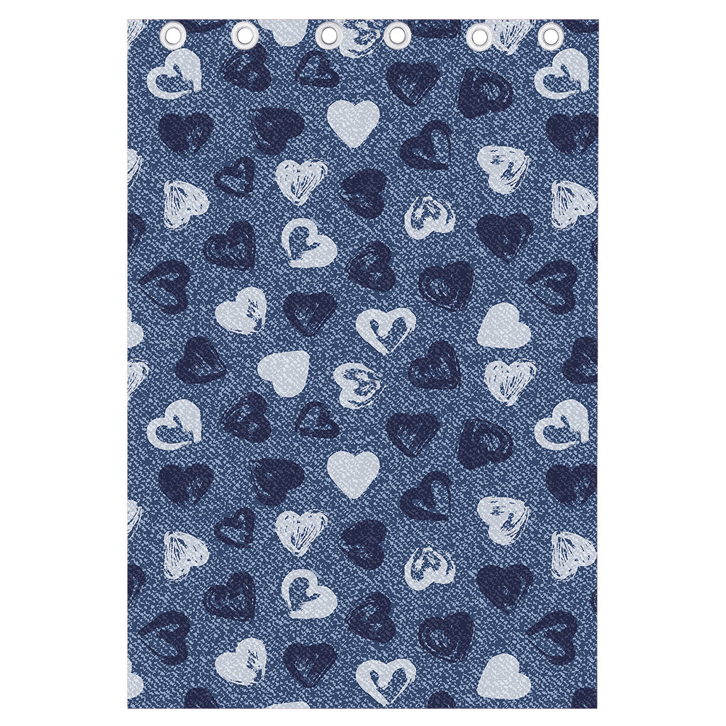 Heart Denim Jeans Pattern Print Curtain