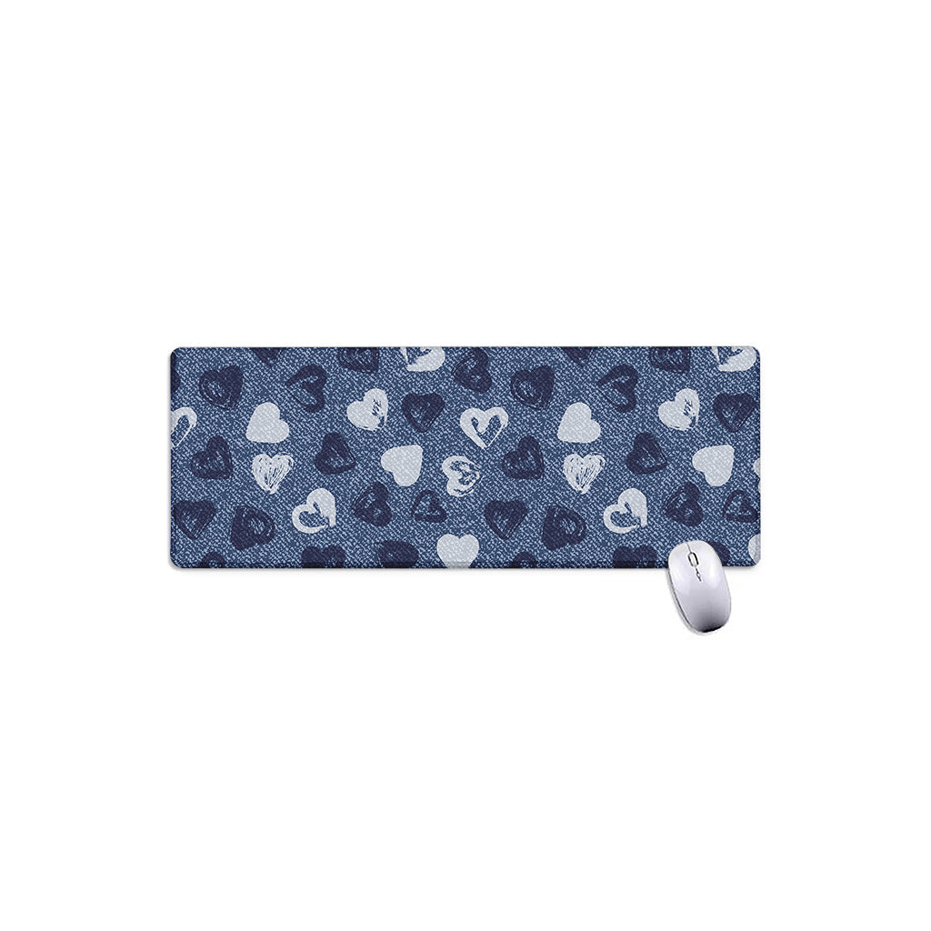 Heart Denim Jeans Pattern Print Extended Mouse Pad
