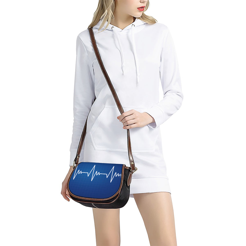 Heartbeat Cardiogram Print Saddle Bag
