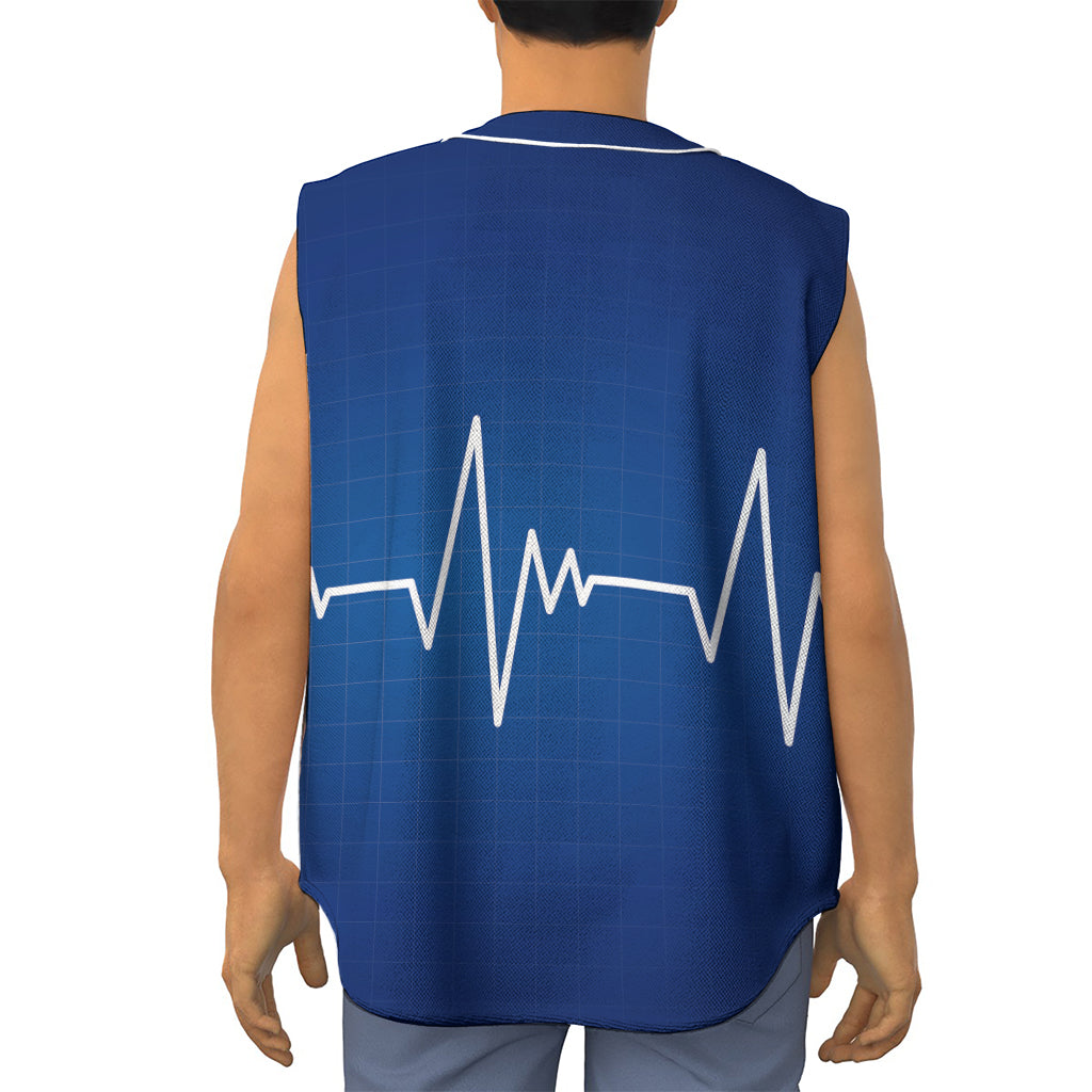 Heartbeat Cardiogram Print Sleeveless Baseball Jersey