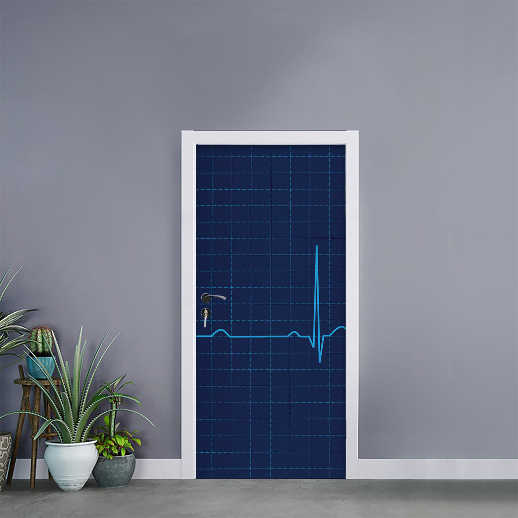 Heartbeat Electrocardiogram Print Door Sticker