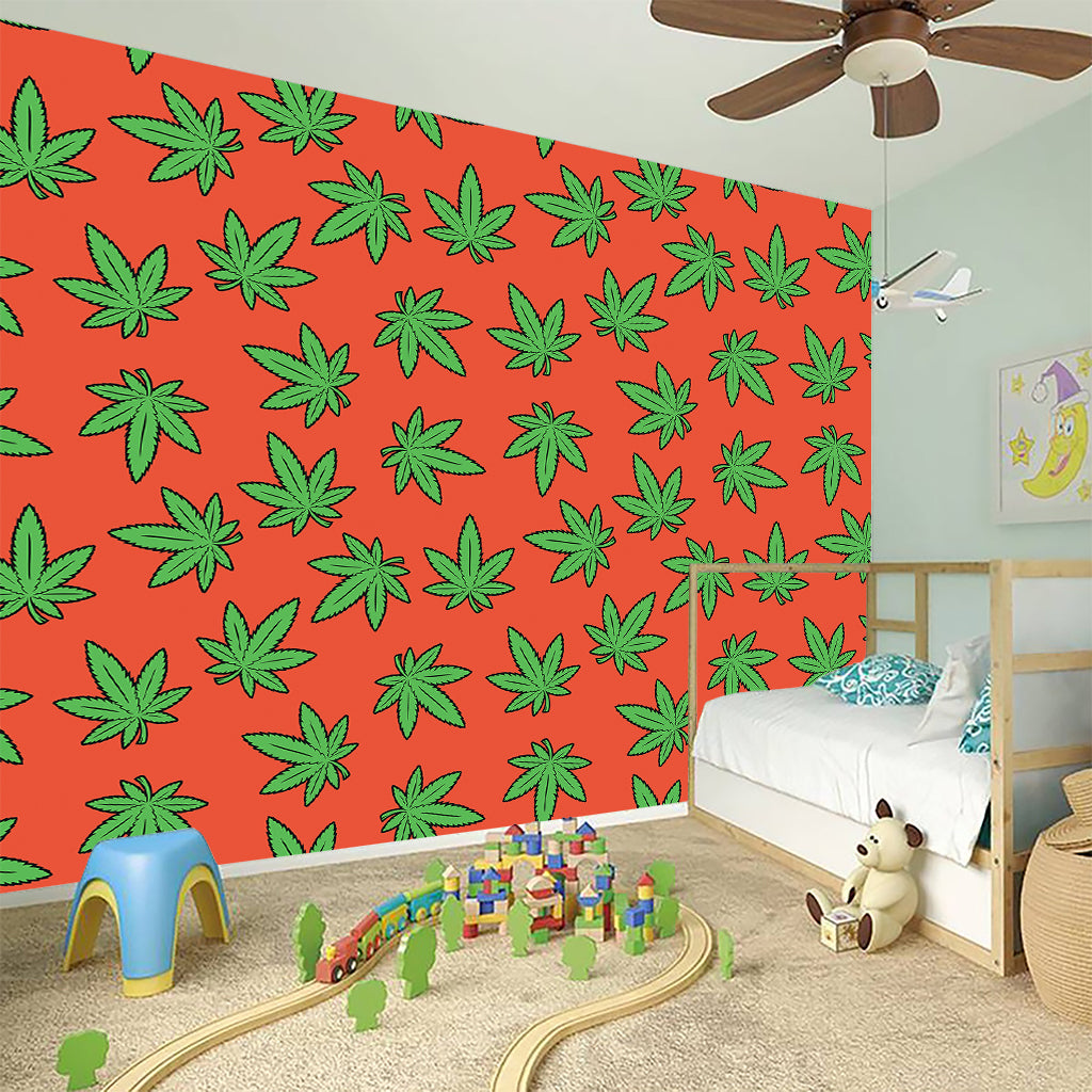 Hemp Leaf Pattern Print Wall Sticker