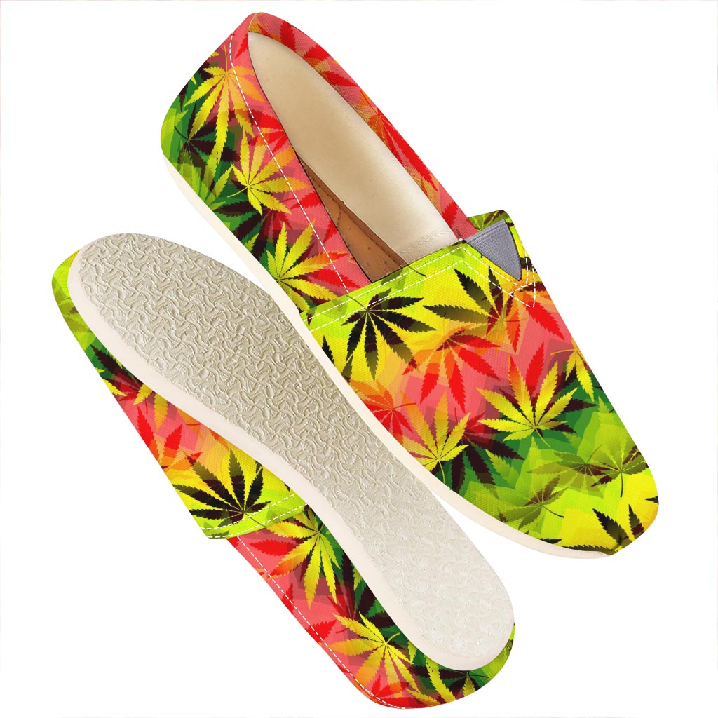 Hemp Leaf Reggae Pattern Print Casual Shoes