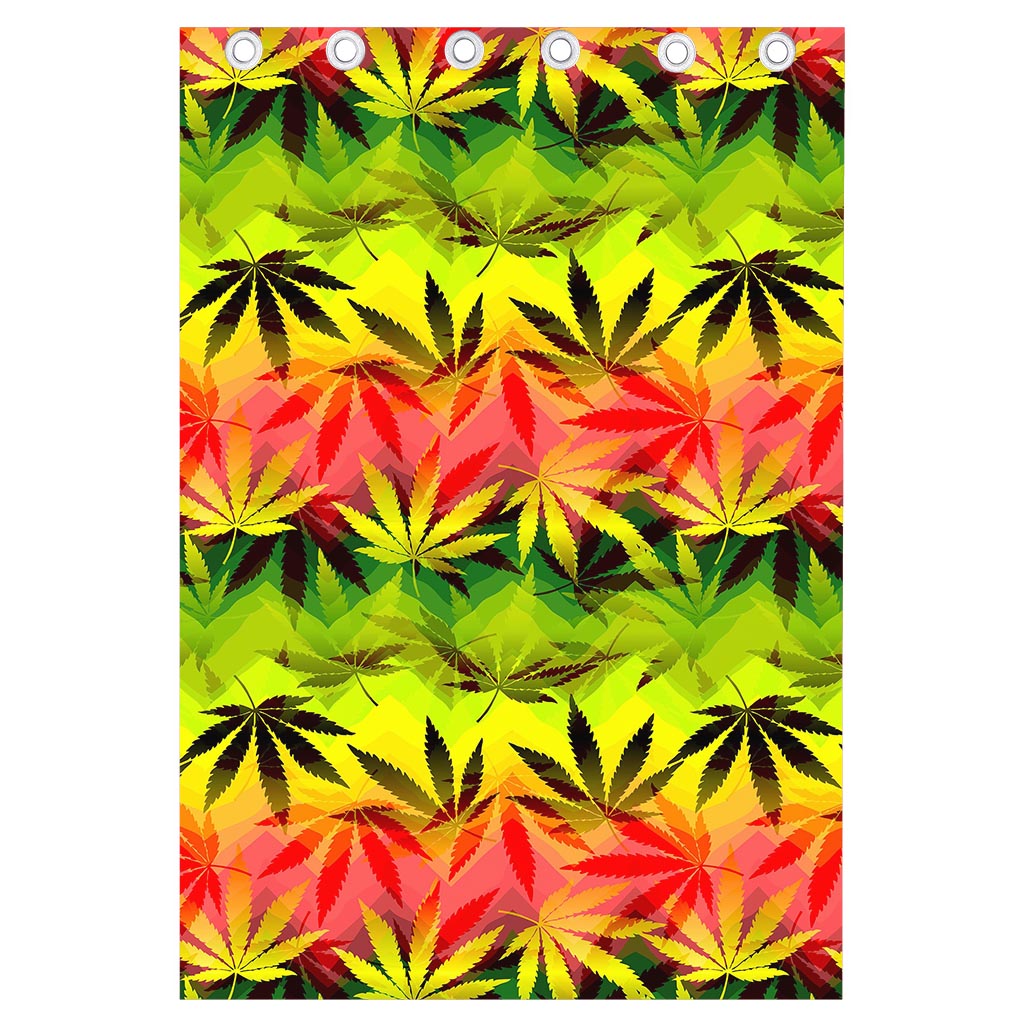 Hemp Leaf Reggae Pattern Print Curtain