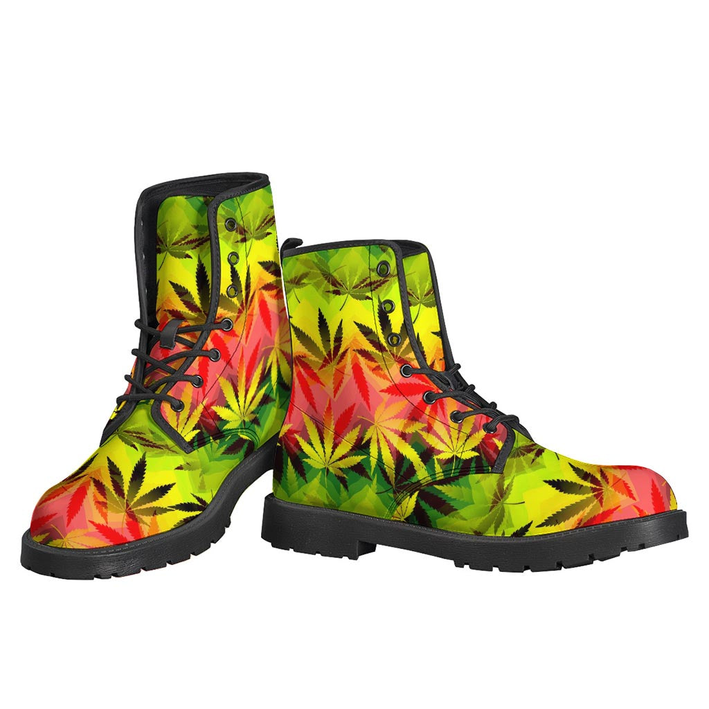 Hemp Leaf Reggae Pattern Print Backpack