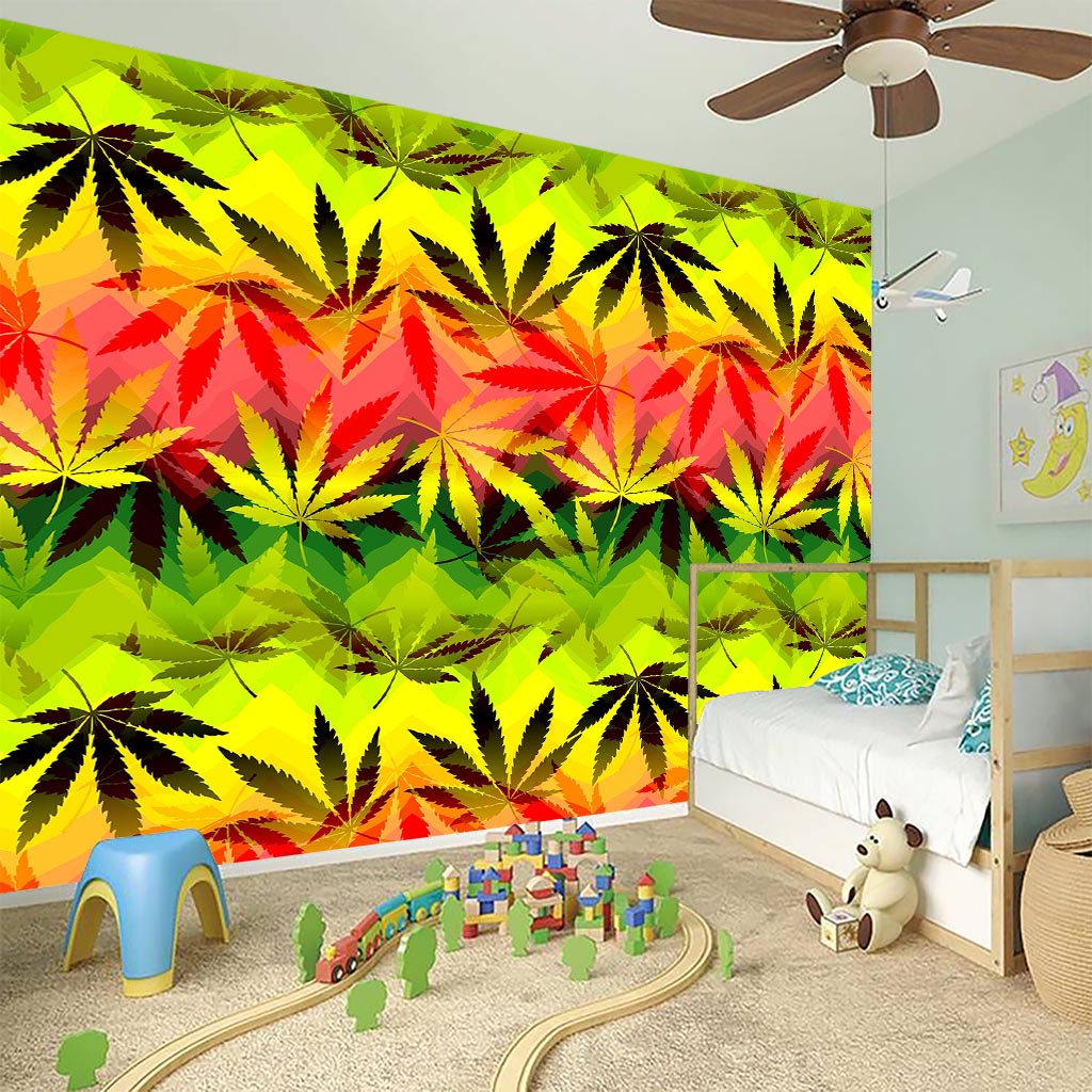 Hemp Leaf Reggae Pattern Print Wall Sticker