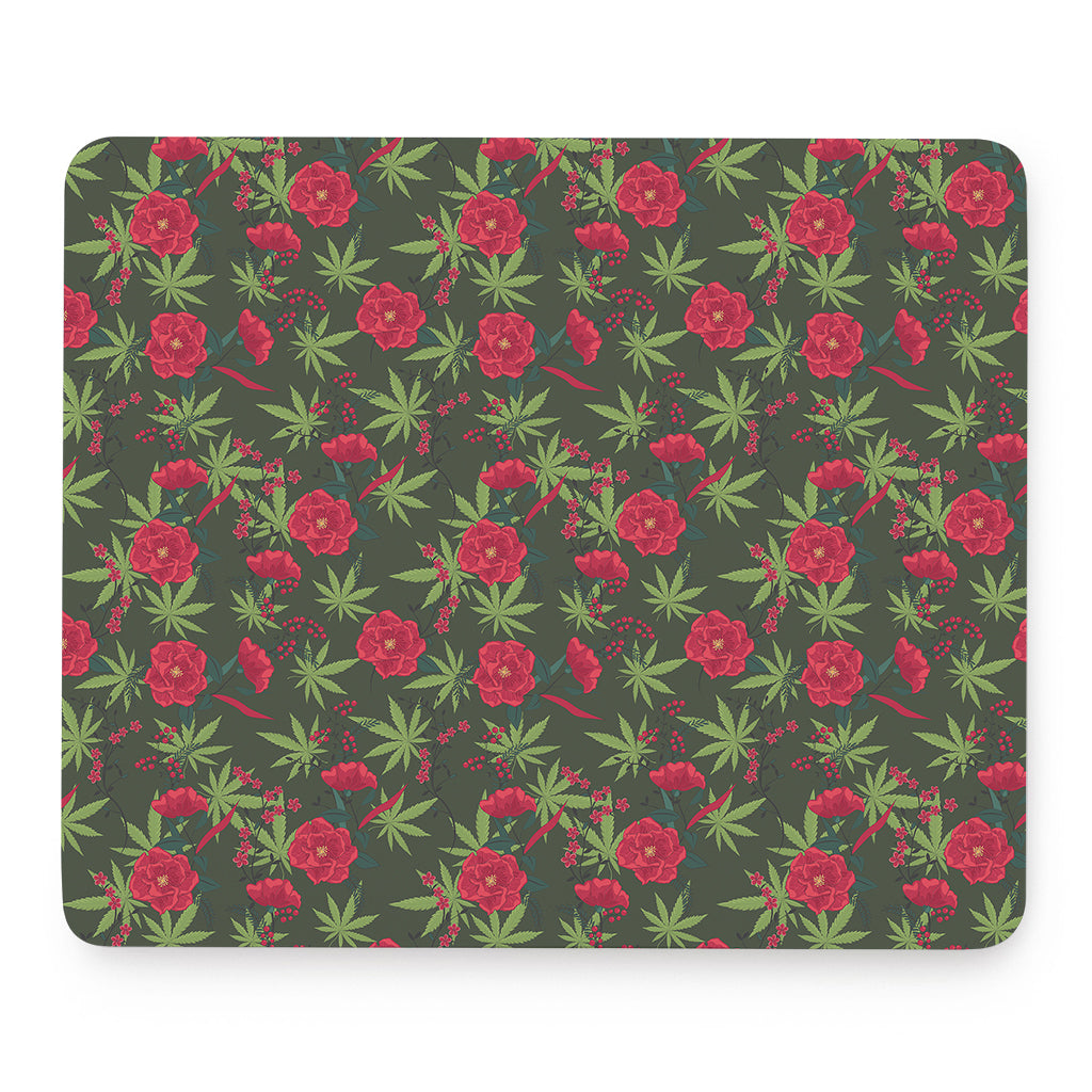 Hemp Leaves And Flowers Pattern Print Mouse Pad