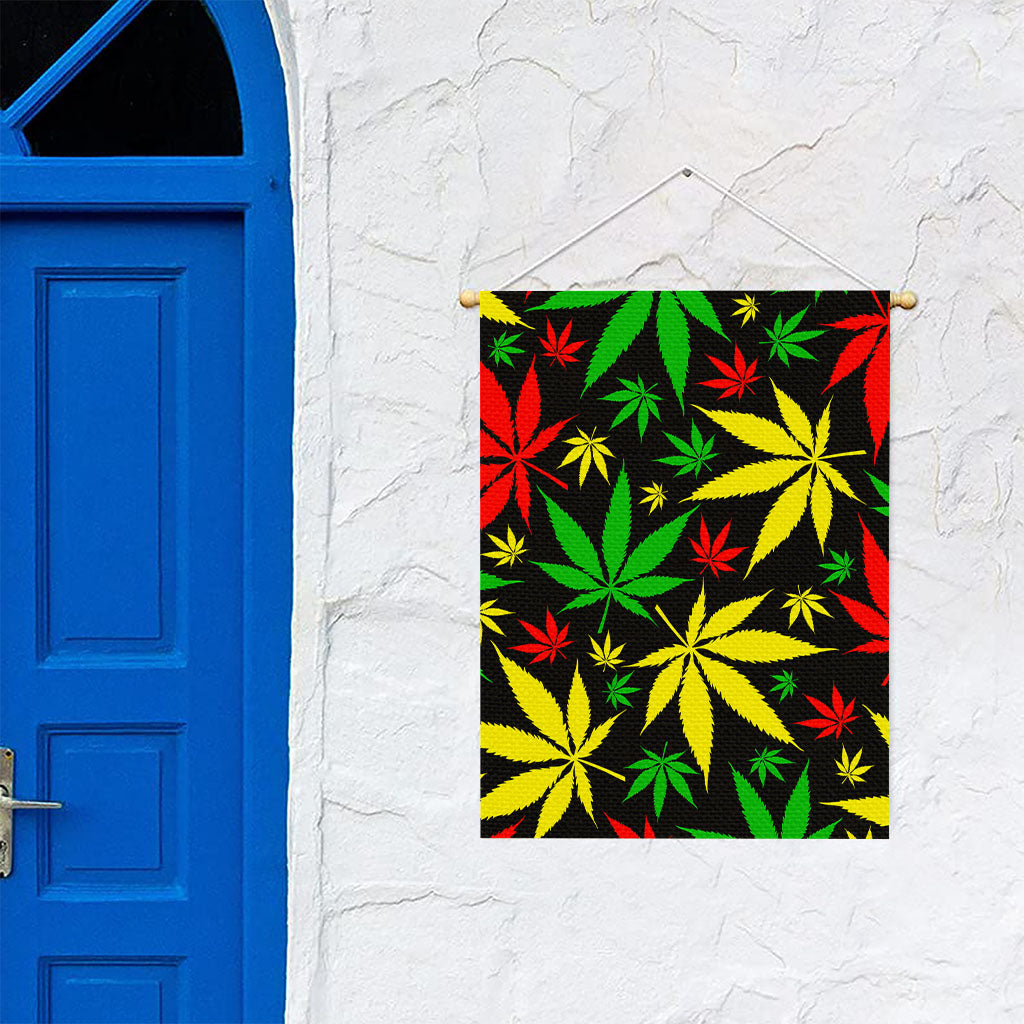 Hemp Leaves Reggae Pattern Print Garden Flag