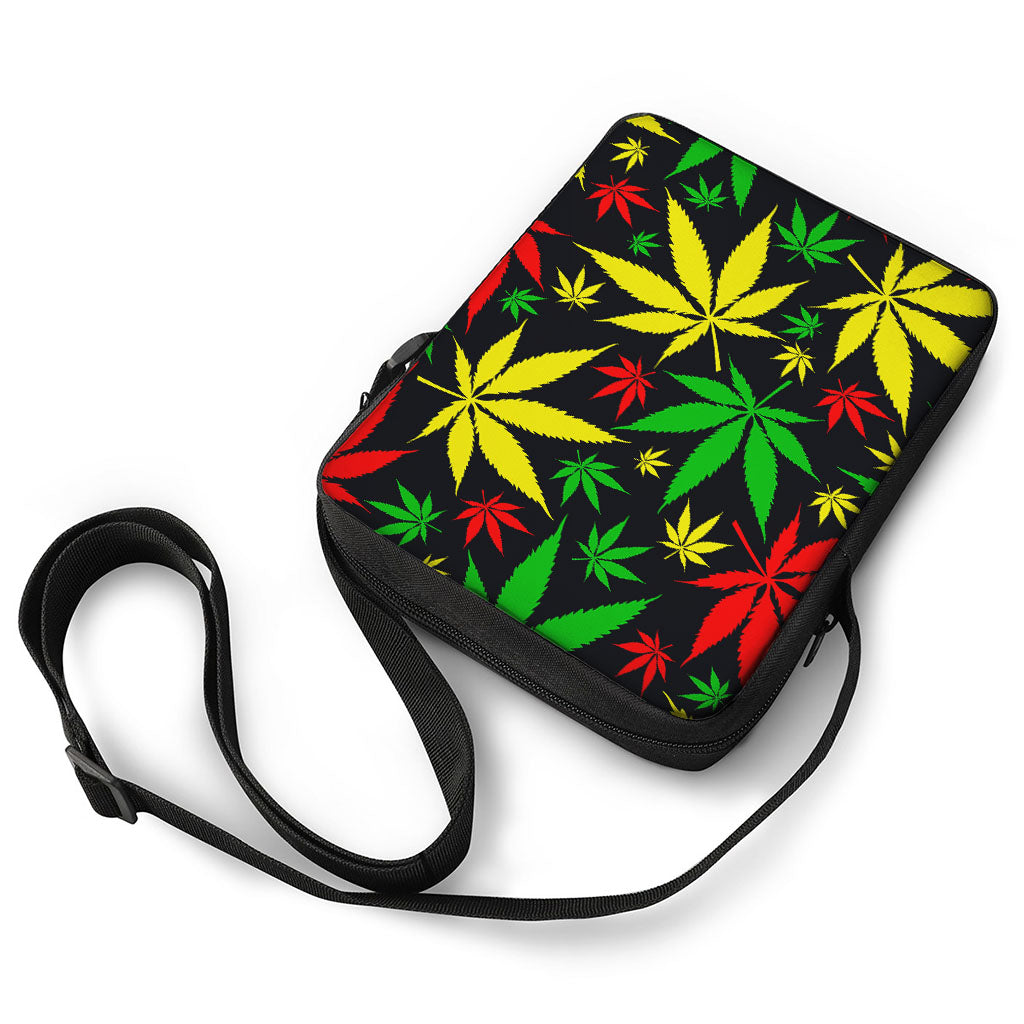Hemp Leaves Reggae Pattern Print Rectangular Crossbody Bag