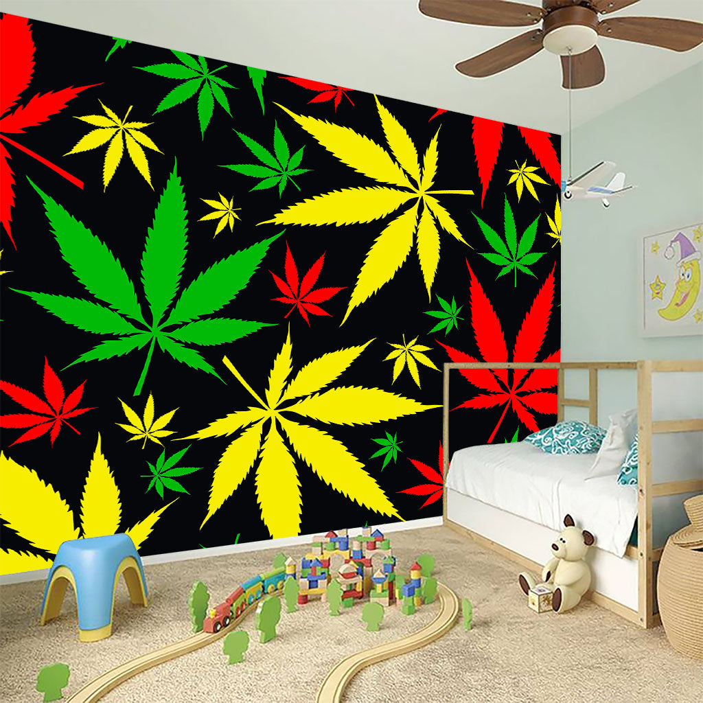 Hemp Leaves Reggae Pattern Print Wall Sticker